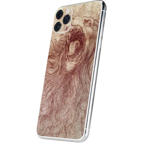 Leonardo da Vinci Sketch of a roaring lion iPhone 11 Pro Max Skin