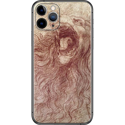 Leonardo da Vinci Sketch of a roaring lion iPhone 11 Pro Skin
