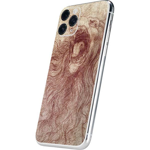 Leonardo da Vinci Sketch of a roaring lion iPhone 11 Pro Skin