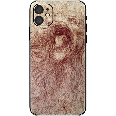 Leonardo da Vinci Sketch of a roaring lion iPhone 11 Skin