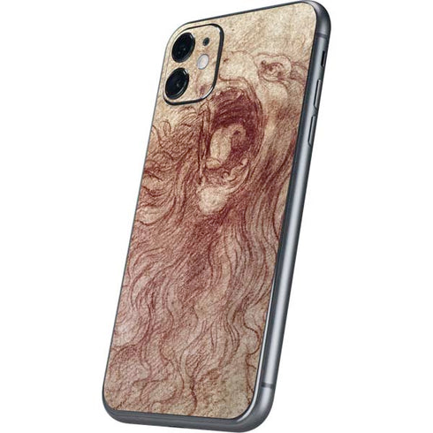 Leonardo da Vinci Sketch of a roaring lion iPhone 11 Skin