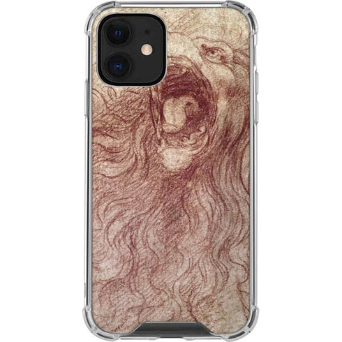 Leonardo da Vinci Sketch of a roaring lion iPhone 12 Mini Clear Case