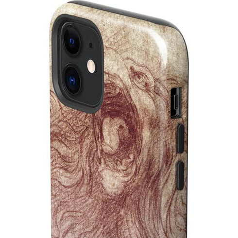 Leonardo da Vinci Sketch of a roaring lion iPhone 12 Mini Impact Case