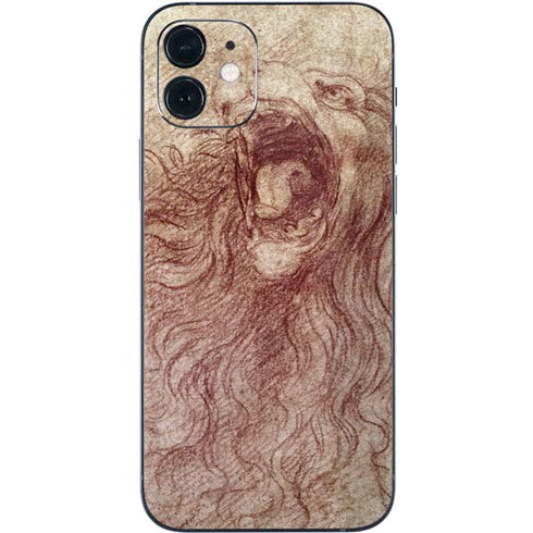 Leonardo da Vinci Sketch of a roaring lion iPhone 12 Mini Skin