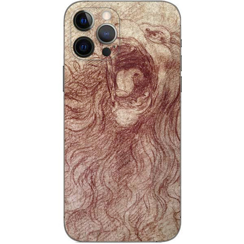 Leonardo da Vinci Sketch of a roaring lion iPhone 12 Pro Skin