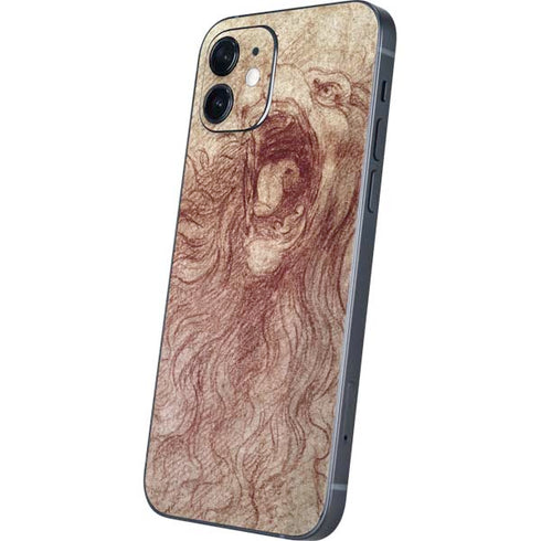 Leonardo da Vinci Sketch of a roaring lion iPhone 12 Skin