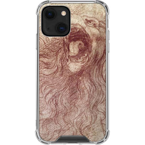 Leonardo da Vinci Sketch of a roaring lion iPhone 13 Clear Case