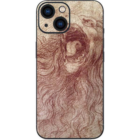 Leonardo da Vinci Sketch of a roaring lion iPhone 13 Mini Skin