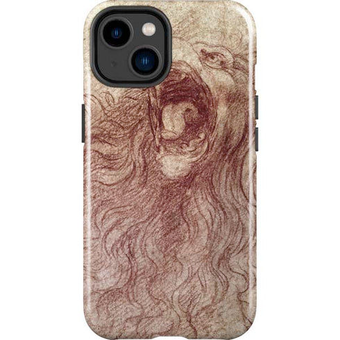 da Vinci - Sketch of a roaring lion by Da Vinci iPhone 15 Plus Impact Case