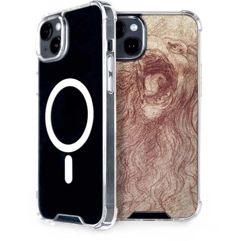 da Vinci - Sketch of a roaring lion by Da Vinci iPhone 15 MagSafe Case