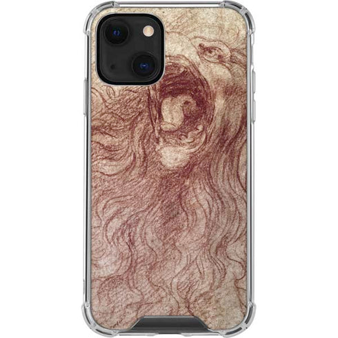 da Vinci - Sketch of a roaring lion by Da Vinci iPhone 15 Plus Clear Case