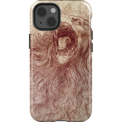 da Vinci - Sketch of a roaring lion by Da Vinci iPhone 15 Impact Case