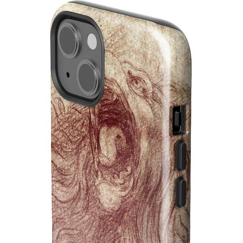 da Vinci - Sketch of a roaring lion by Da Vinci iPhone 15 Impact Case