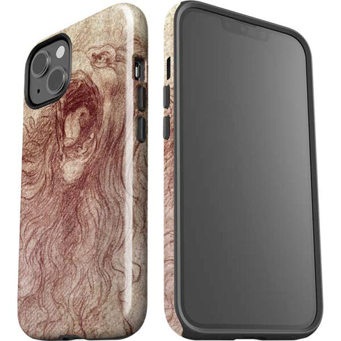 Leonardo da Vinci Sketch of a roaring lion iPhone 14 Impact Case