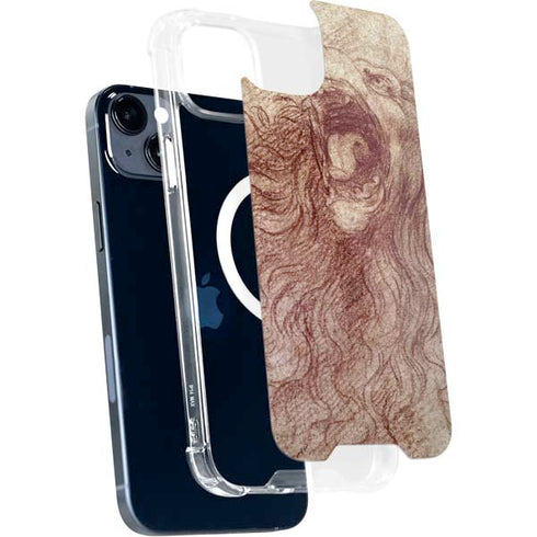 Leonardo da Vinci Sketch of a roaring lion iPhone 14 Plus MagSafe Case