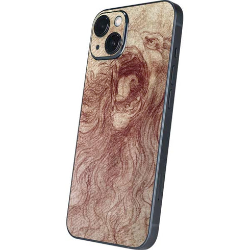 Leonardo da Vinci Sketch of a roaring lion iPhone 14 Plus Skin
