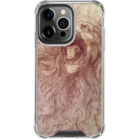 Leonardo da Vinci Sketch of a roaring lion iPhone 14 Pro Clear Case