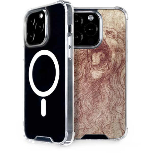 Leonardo da Vinci Sketch of a roaring lion iPhone 14 Pro MagSafe Case