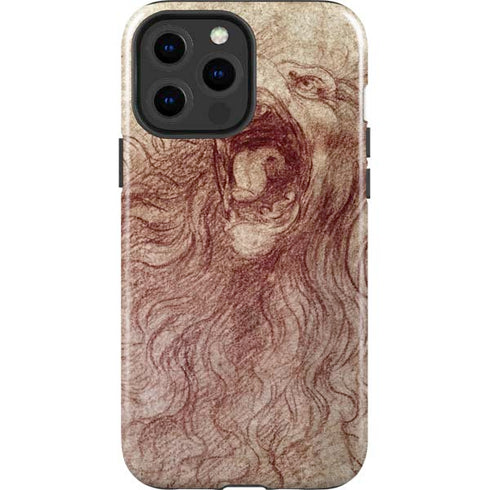 da Vinci - Sketch of a roaring lion by Da Vinci iPhone 15 Pro Max Impact Case