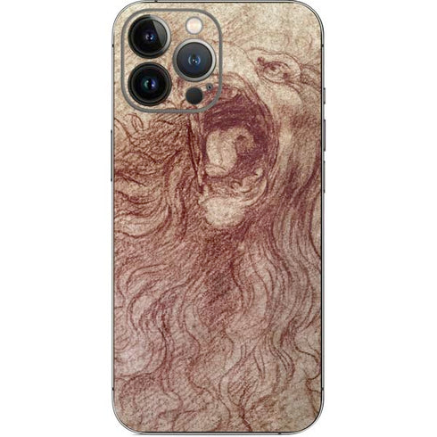 Leonardo da Vinci Sketch of a roaring lion iPhone 14 Pro Max Skin