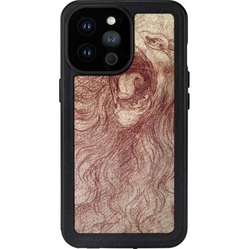 Leonardo da Vinci Sketch of a roaring lion iPhone 14 Pro Max Waterproof Case