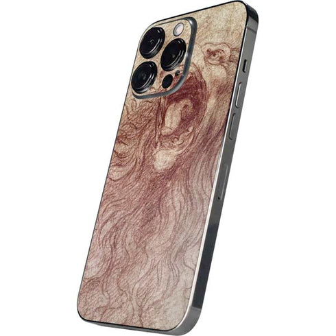 Leonardo da Vinci Sketch of a roaring lion iPhone 14 Pro Skin