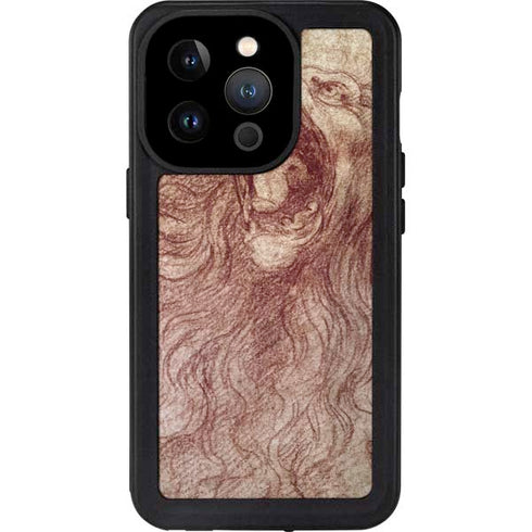 Leonardo da Vinci Sketch of a roaring lion iPhone 14 Pro Waterproof Case