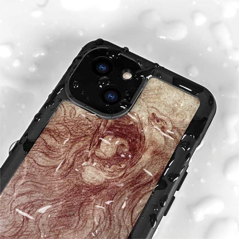da Vinci - Sketch of a roaring lion by Da Vinci iPhone 15 Waterproof Case