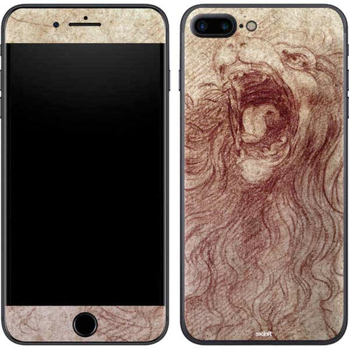 Leonardo da Vinci Sketch of a roaring lion iPhone 7 Plus Skin