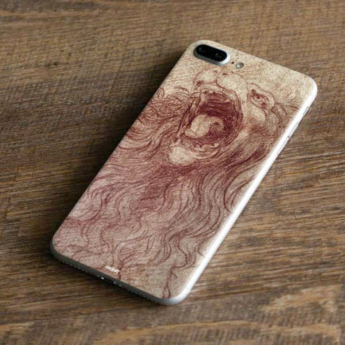 Leonardo da Vinci Sketch of a roaring lion iPhone 7 Plus Skin