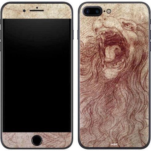 Leonardo da Vinci Sketch of a roaring lion iPhone 8 Plus Skin