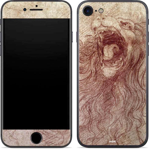 Leonardo da Vinci Sketch of a roaring lion iPhone 8 Skin