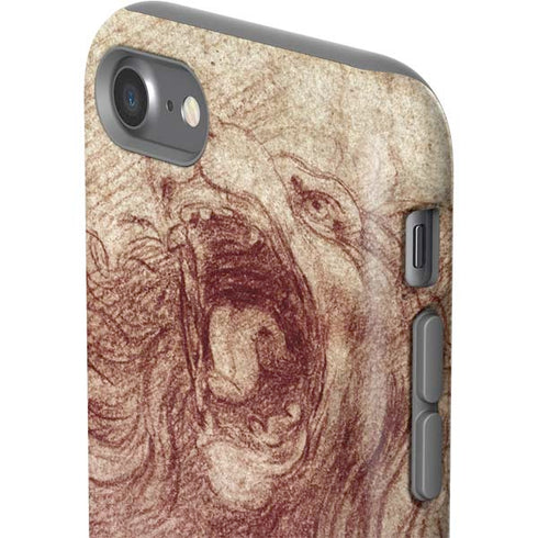 Leonardo da Vinci Sketch of a roaring lion iPhone SE (2nd & 3rd Gen) Pro Case