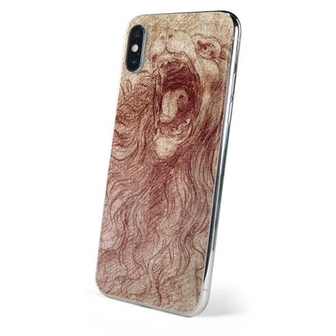 Leonardo da Vinci Sketch of a roaring lion iPhone X Skin