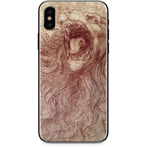 Leonardo da Vinci Sketch of a roaring lion iPhone XS Max Skin