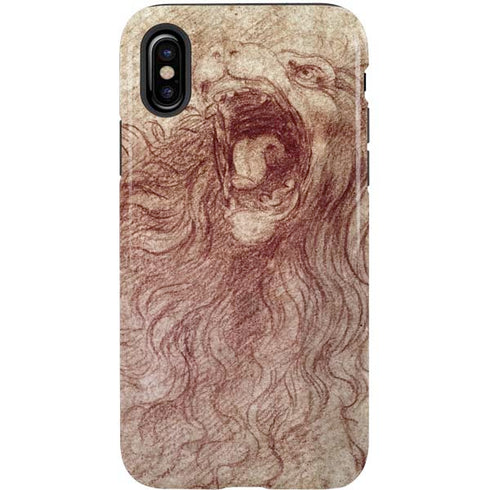 Leonardo da Vinci Sketch of a roaring lion iPhone XS Pro Case