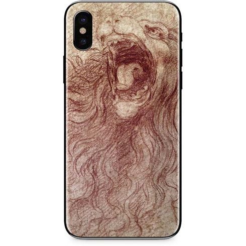 Leonardo da Vinci Sketch of a roaring lion iPhone XS Skin