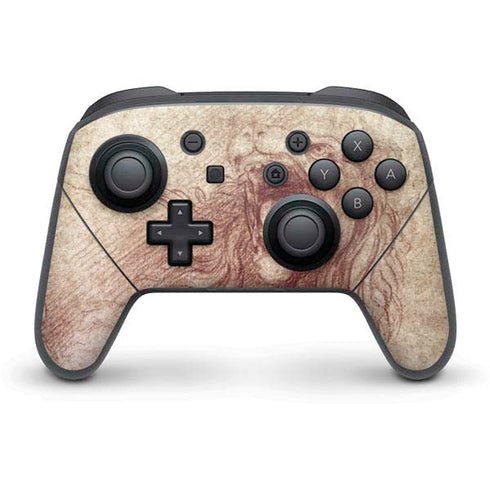 Leonardo da Vinci Sketch of a roaring lion Nintendo Switch Pro Controller Skin