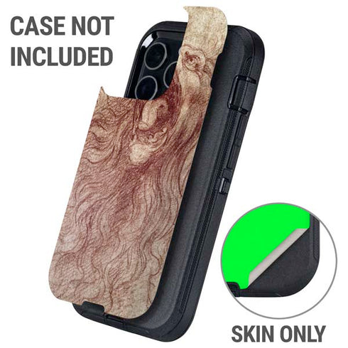 da Vinci - Sketch of a roaring lion by Da Vinci Otterbox Defender iPhone Skin