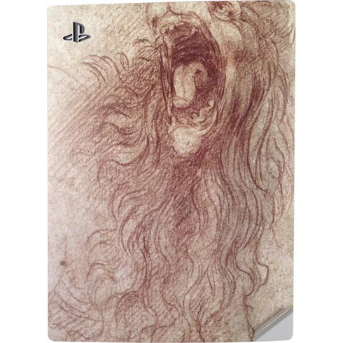 Leonardo da Vinci Sketch of a roaring lion PS5 Digital Edition Console Skin