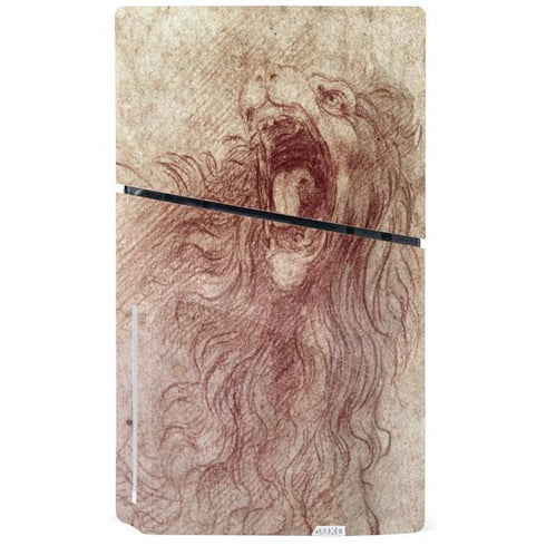 da Vinci - Sketch of a roaring lion by Da Vinci PS5 Slim Disk Bundle Skin