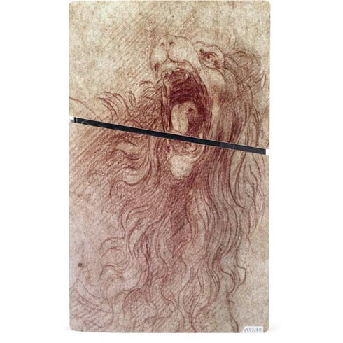 da Vinci - Sketch of a roaring lion by Da Vinci PS5 Slim Digital Edition Bundle Skin