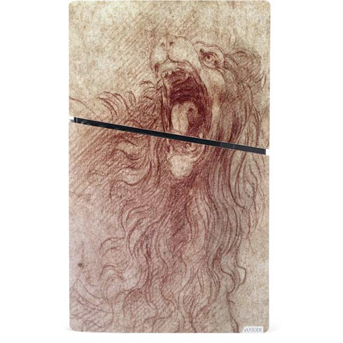 da Vinci - Sketch of a roaring lion by Da Vinci PS5 Slim Digital Edition Console Skin