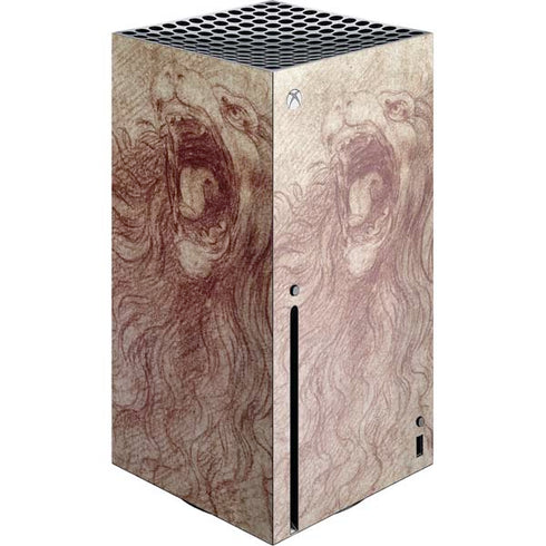 Leonardo da Vinci Sketch of a roaring lion Xbox Series X Console Skin