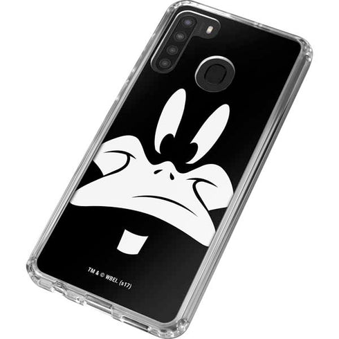 Looney Tunes Daffy Duck Plain Black and White Galaxy A21 Clear Case