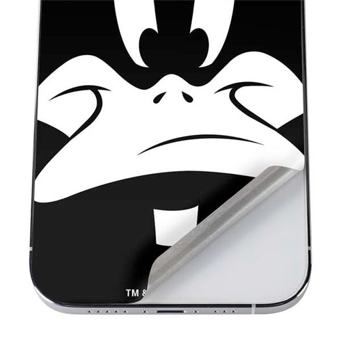 Looney Tunes Daffy Duck Plain Black and White iPhone 12 Pro Skin