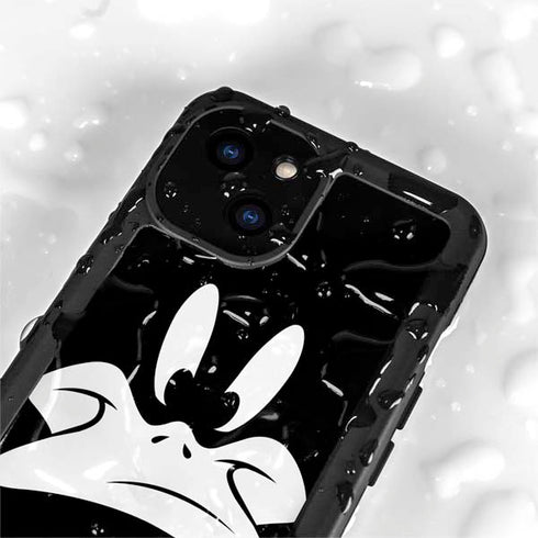 Looney Tunes Daffy Duck Plain Black and White iPhone 15 Waterproof Case