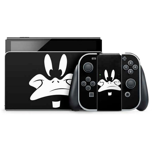 Looney Tunes Daffy Duck Plain Black and White Nintendo Switch OLED (2021) Skin