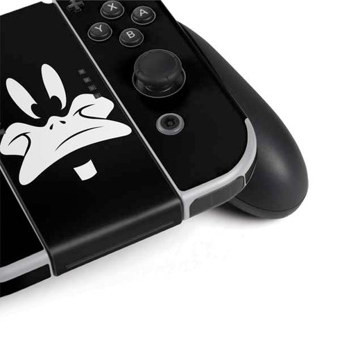 Looney Tunes Daffy Duck Plain Black and White Nintendo Switch OLED (2021) Skin