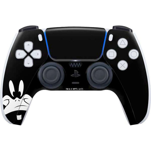 Looney Tunes Daffy Duck Plain Black and White PS5 Controller Skin